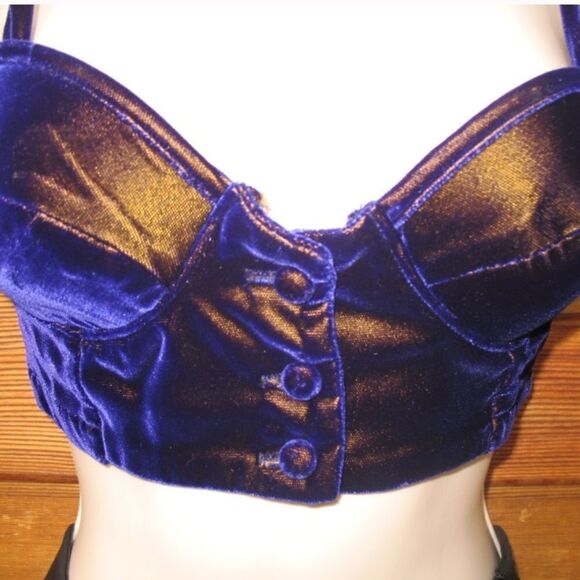 Vintage Velvet Bralette Cropped Jacket - Picture 7 of 8